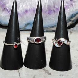 Sterling Silver Ring Set with Garnets and Opal alternative image