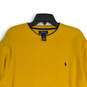 Mens Yellow Round Neck Long Sleeve Knitted Pullover T-Shirt Size Large image number 3