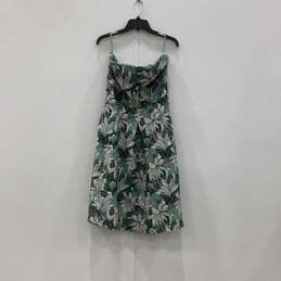 NWT Womens Green Floral Print Strapless Fit & Flare Dress Size Large