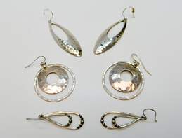 ATI & Artisan 925 Hammered Textured Pointed Nested Circles & Granulated Teardrops Drop Earrings Variety 19.6g
