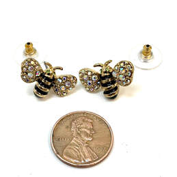 Designer Betsey Johnson Gold-Tone Rhinestone Bee Mine Bumble Stud Earrings alternative image