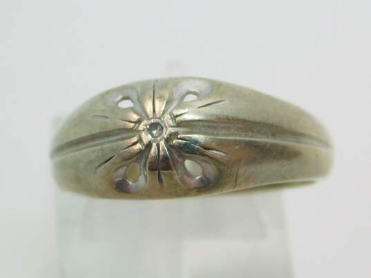 Vintage 10K White Gold Diamond Accent Ring 3.9g image number 1