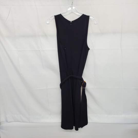 LOFT Black Sleeveless Knit Belted Dress WM Size 6 NWT image number 2