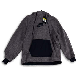 NWT Womens Gray Sherpa Long Sleeve Kangaroo Pocket Pullover Hoodie Size S