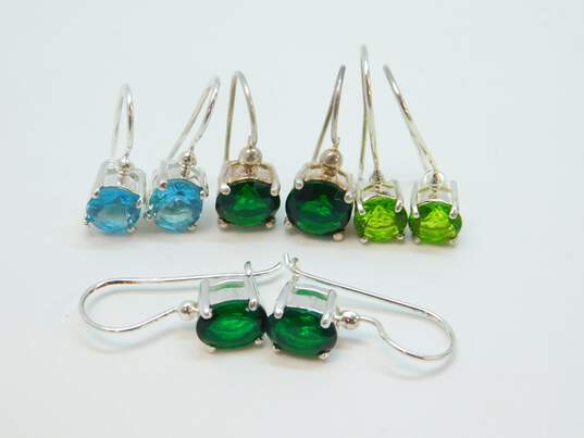 Contemporary 925 Blue & Green CZ Earrings 20.3g image number 2