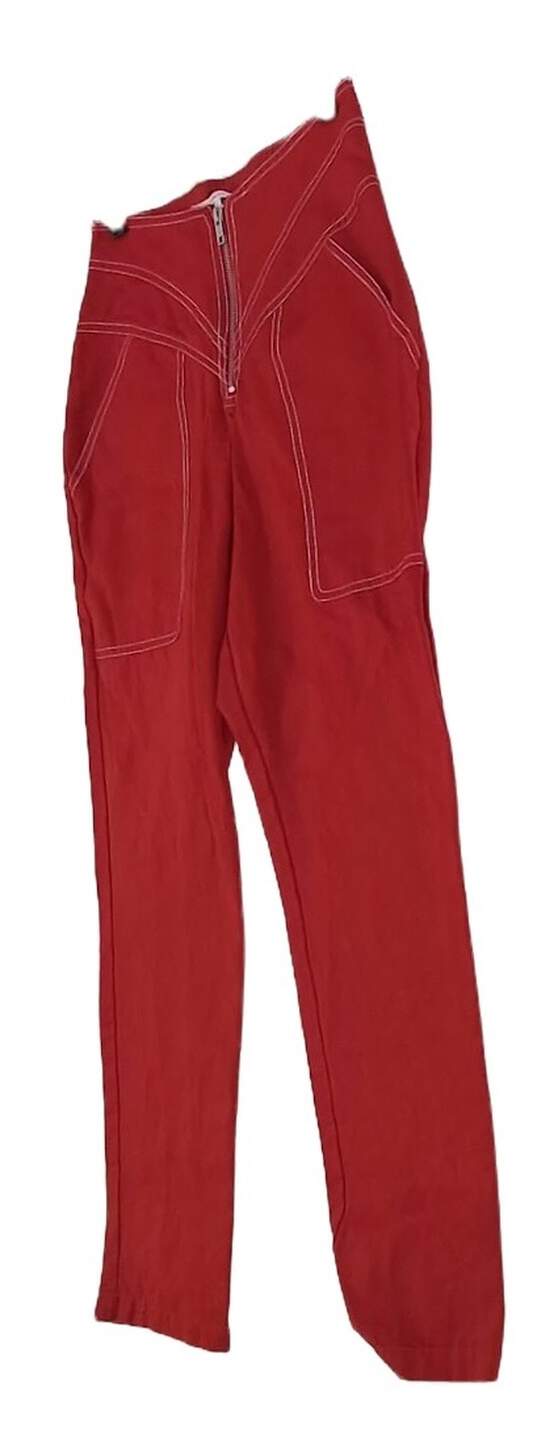 Womens Red Flat Front Slash Pocket Dress Pants Size Small image number 3