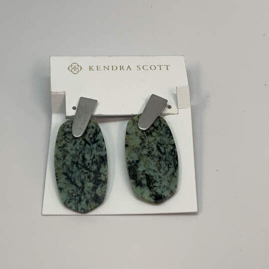 Designer Kendra Scott Silver-Tone Aragon Stone Dangle Earrings W/ Dust Bag image number 1