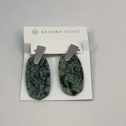 Designer Kendra Scott Silver-Tone Aragon Stone Dangle Earrings W/ Dust Bag