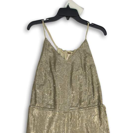 Free People Womens Silver Sequin Sleeveless One-Piece Jumpsuit Size Small image number 3