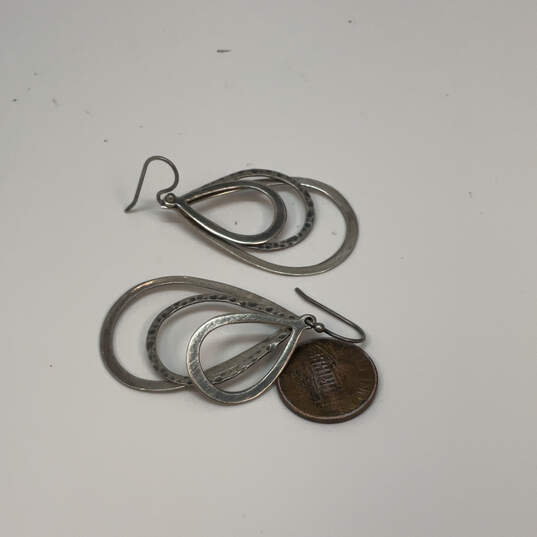 Designer Silpada Sterling Silver Textured Triple Teardrops Drop Earrings image number 3