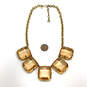 Designer J. Crew Gold-Tone Brown Crystal Cut Stone Glass Statement Necklace image number 4