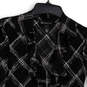 Womens Black Geometric Ruffle Collared Long Sleeve Blouse Top Size Small image number 3