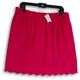 NWT Womens Pink Elastic Waist Scalloped Hem Pull-On Mini Skirt Size 14