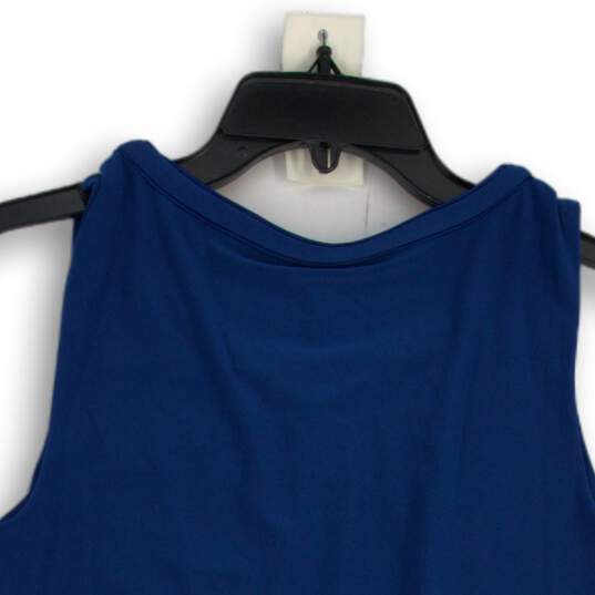 NWT White House Black Market Womens Blue Round Neck Pullover Blouse Top Size S image number 4