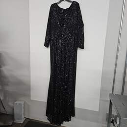 Black Sequin Long Sleeve Wrap Gown alternative image