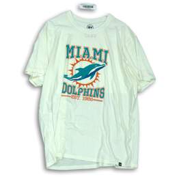 47brand Mens White Teal Orange Cotton Miami Dolphins Graphic T-Shirt Size XXL
