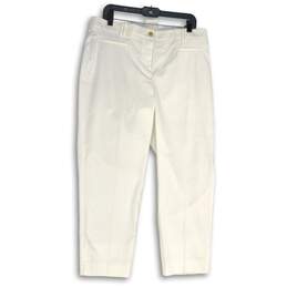 NWT Ann Taylor Womens White Cotton Curvy Fit Welt Pocket Cropped Pants Size 12