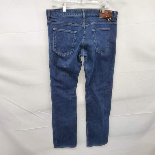 Prada Blue Denim Button Fly Jeans Tapered Fit Men's Size 36 - AUTHENTICATED image number 2