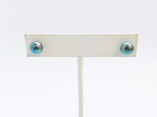 925 Pearl Stud Earrings Locket Pendant Necklace Garnet Ring Chain Bracelet 25.7g image number 6