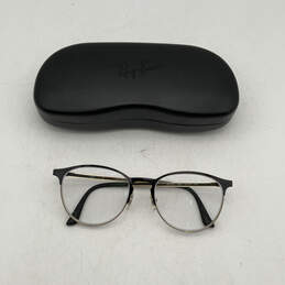 Mens RB6375 Black Gold Metal Full Rim Round Eyeglasses Frames Only w/ Box