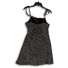 Womens Black White Dotted Shoulder Tie Strap Short Mini Dress Size Medium alternative image
