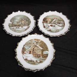 Currier & Ives Decorative Plates Assorted 3pc Lot