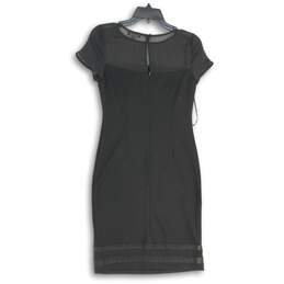 Vince Camuto Womens Black Round Neck Short Sleeve Back-Zip Sheath Dress Size 2 alternative image