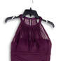 Womens Purple Halter Neck Ruched Knee Length Back Zip Sheath Dress Size 8 image number 3