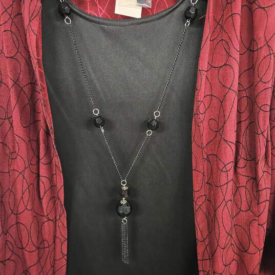 Red Blouse with Sewn in Black Tank image number 4