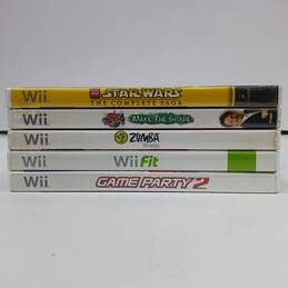 Bundle of 5 Assorted Nintendo Wii Video Games In Cases