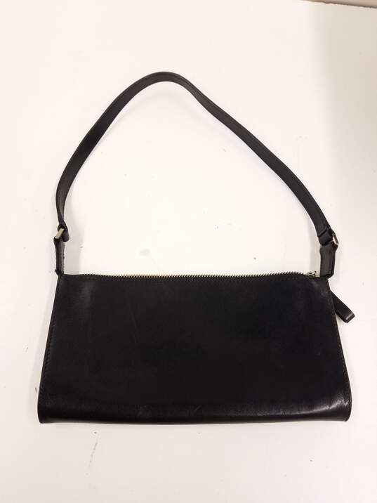 Monsac Original Slim Smooth Glazed Leather Shoulder Bag Black image number 1