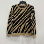 Womens Black Brown Animal Printed Long Sleeve Pullover Sweater Size XS image number 1