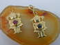 One Pair 14K Yellow Gold Ruby and Sapphire Charms 1.9g image number 3