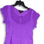 Womens Purple Short Ruffle Sleeve Round Neck Midi A-Line Dress Size Large image number 3