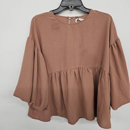 Brown Ruffled Blouse image number 1