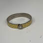Designer Coach Silver-Tone Crystal Cut Stone Hinged Bangle Bracelet image number 3