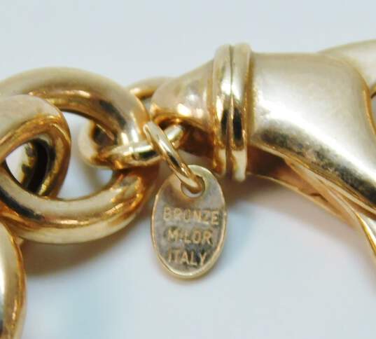 2 Milor Bronze Crystal Curb Chain & Disco Ball Charm Dangle Bracelets 80.2g image number 3