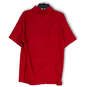 Mens Red Collared Short Sleeve Side Slit Golf Polo Shirt Size Medium image number 2