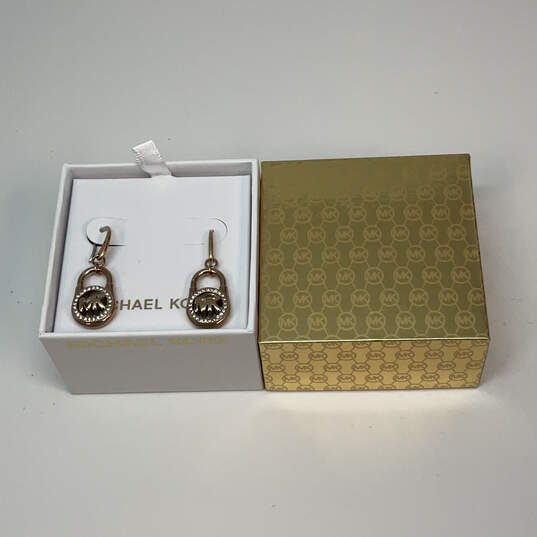 NWT Designer Michael Kors Gold-Tone Rhinestones Fish Hook Drop Earrings image number 1