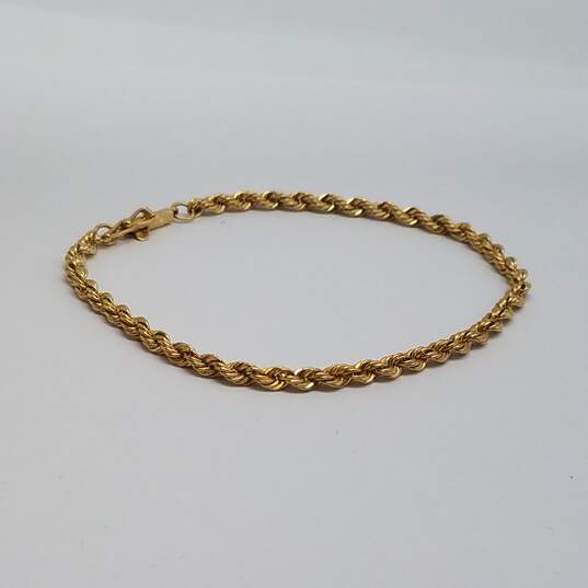 14k Gold 3mm Rope Chain Bracelet 5.2g image number 1