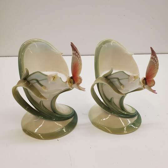 Franz Porcelain Vintage Ceramic Art Butterfly Candle Holders image number 1
