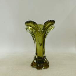 Vintage Olive & Amber Art Glass Decorative Vases Home Decor alternative image