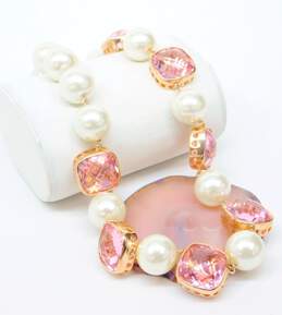 Joan Boyce Rose Gold Tone Pink Crystal Faux Pearl Necklace 169.4g alternative image