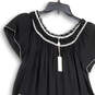 NWT Womens Black Round Neck Short Sleeve Knee Length A-Line Dress Size M image number 3