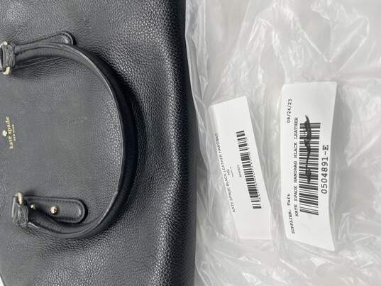 Womens Black Leather Bottom Studs Pockets Double Handle Zipper Satchel Bag image number 6