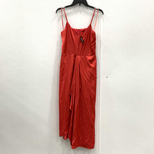 NWT Womens Red Pleated Sleeveless V-Neck Back Zip Maxi Dress Size M image number 1