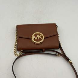 Michael Kors Womens Brown Margo Leather Adjustable Strap Charm Crossbody Bag