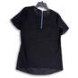 Womens Black Round Neck Short Sleeve Back Zip Sheer Blouse Top Size 6T image number 2