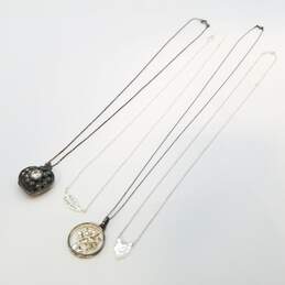 Sterling Silver Multi Gemstone Pendant - Locket Necklace Bundle 4 Pcs 14.7g