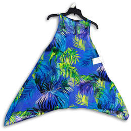 NWT Womens Multicolor Tropical Print Asymmetrical Hem Blouse Top Size XL